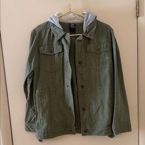 Shawn White army green jacket w hood